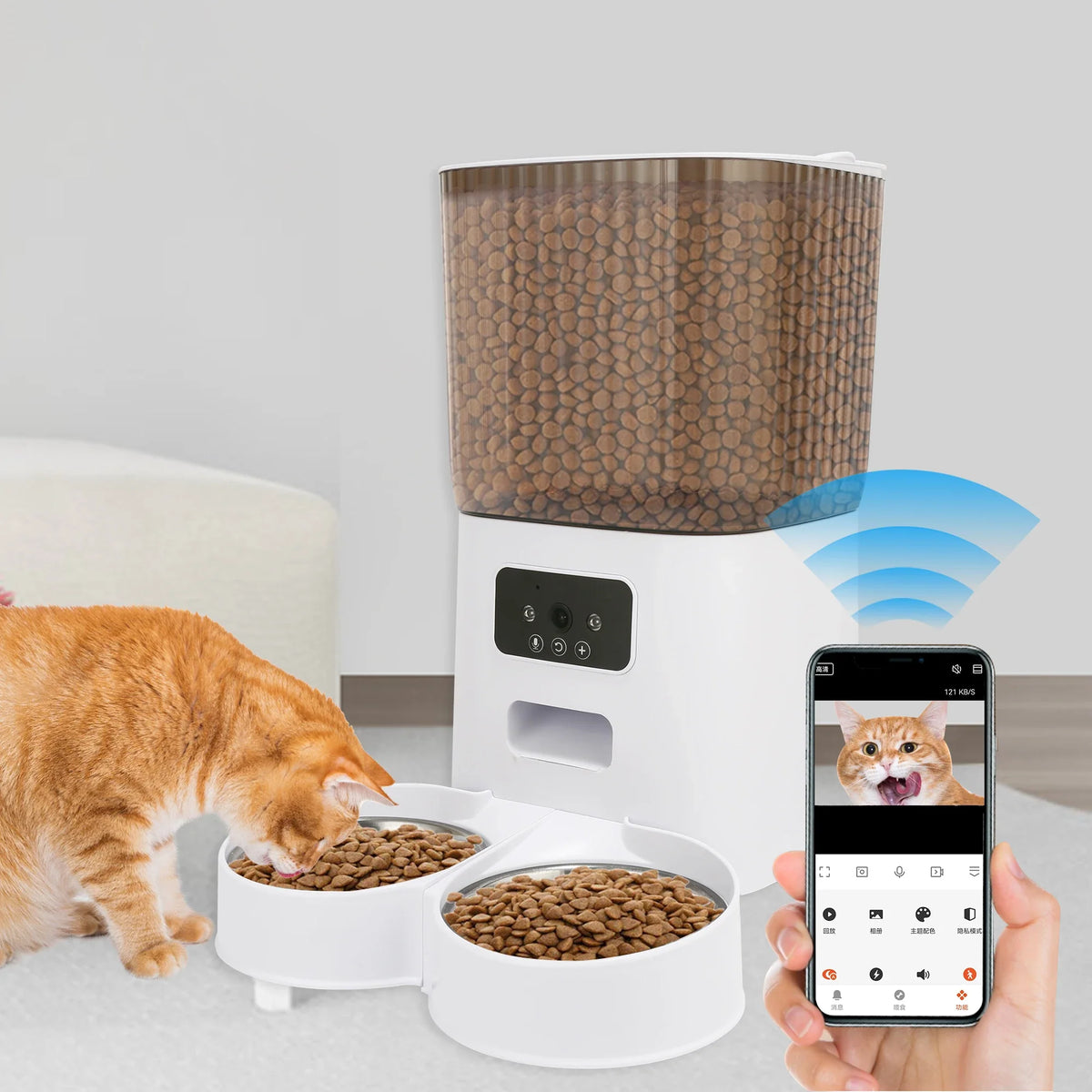 5L Smart WiFi Pet Feeder with Camera – App-Controlled Automatic Food Dispenser for Cats & Dogs