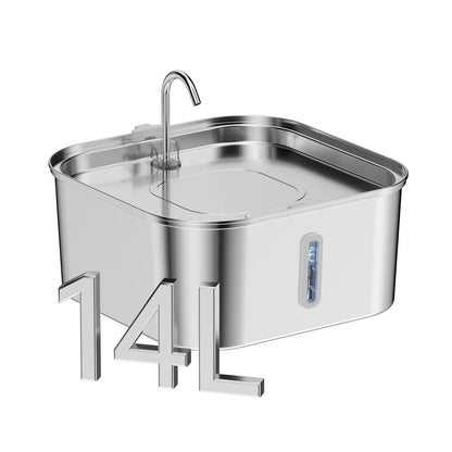 14L Large Capacity Stainless Steel Pet Water Fountain with Filter