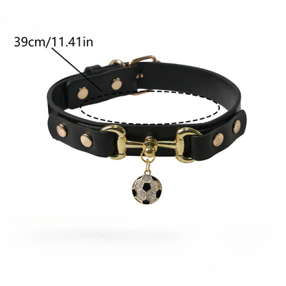 Heart Print Leather Collar for Small Dogs & Cats