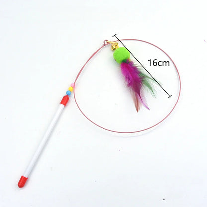 Interactive Feather Wand Cat Toy - Wire Teaser Stick for Kittens