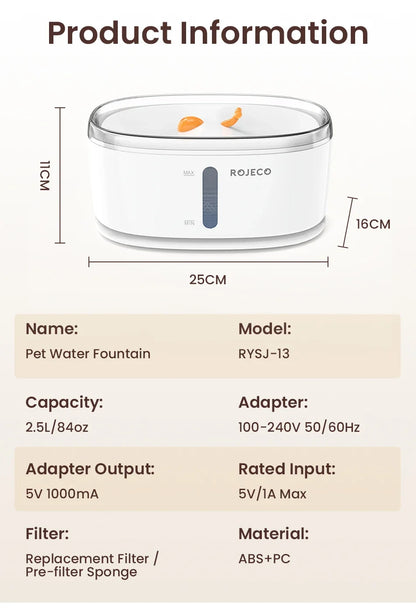 Automatic Wireless Dual-Flow Pet Water Fountain for Cats & Dogs