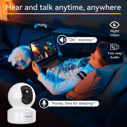 2K Indoor WiFi Pet Camera — 360° Pan & Tilt with Night Vision & 2-Way Audio