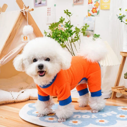 Fleece Dog Jumpsuit Hoodie with Leash Ring — Warm Winter Coat for Dogs & Cats