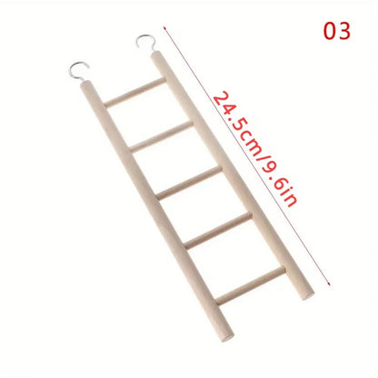 Natural Pine Wood Hanging Ladder Perch for Birds, Parrots & Hamsters