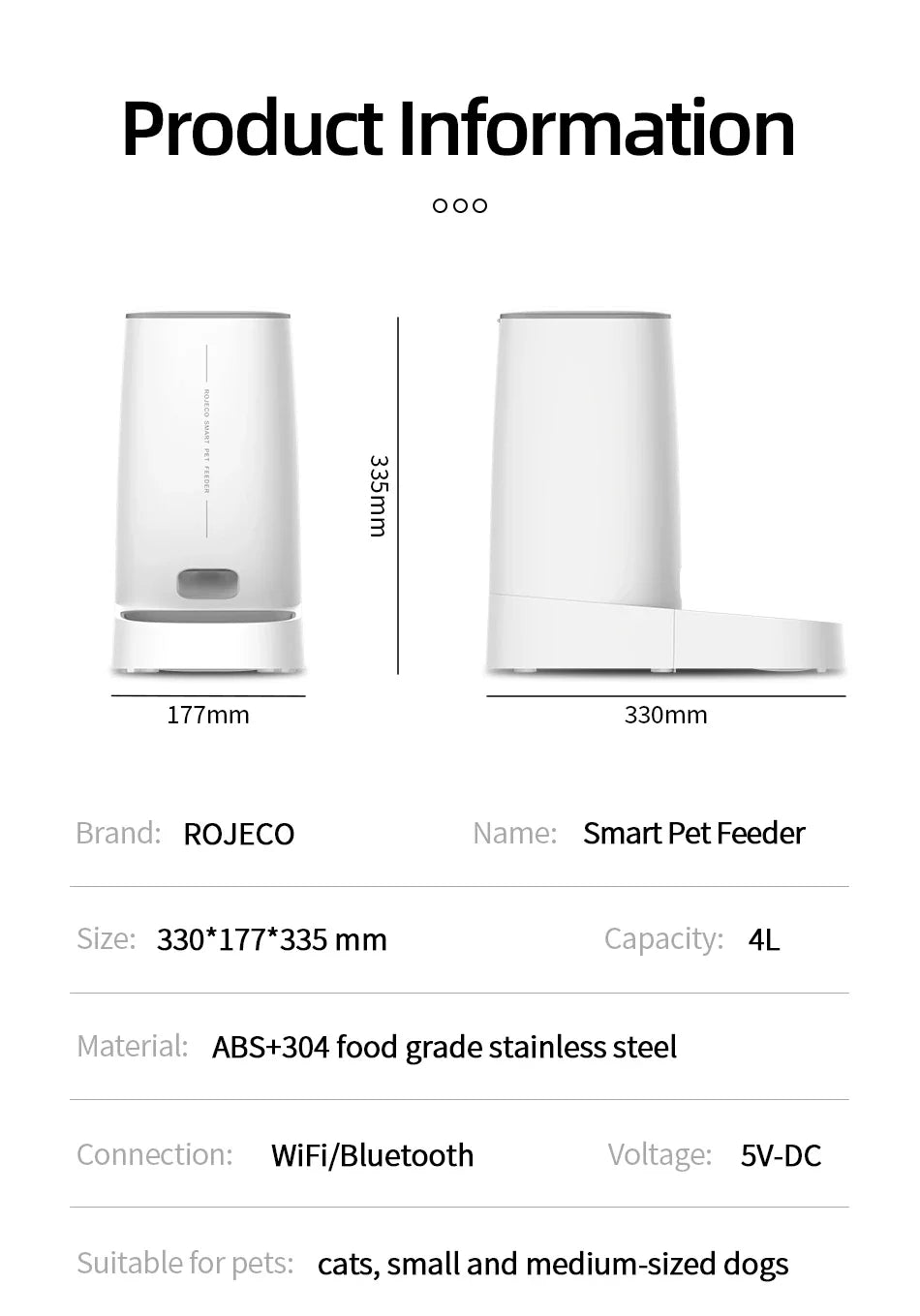 Smart WiFi Automatic Cat Feeder with Remote Control
