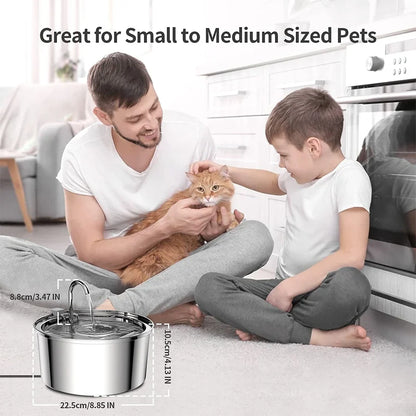 USB Electric Pet Water Fountain - Stainless Steel Silent Filter Fountain