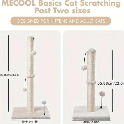 34-Inch Sisal Cat Scratching Post with Hanging Ball Toy