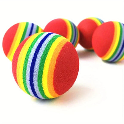 Rainbow Ball Cat Toys - Silent Elastic Balls Multi-Pack