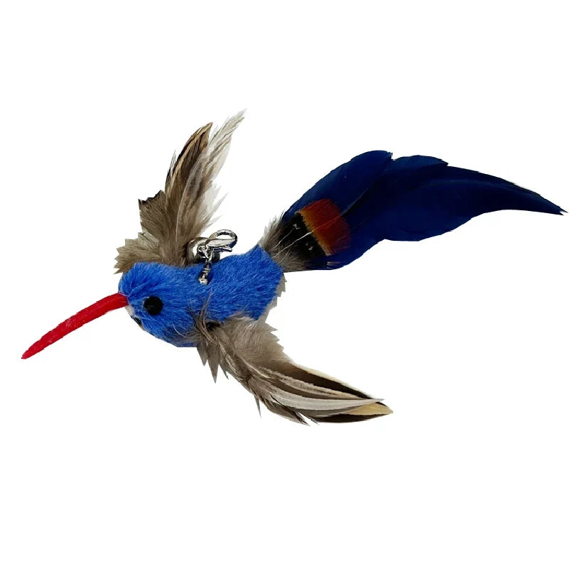 Interactive Bird Feather Wand Cat Toy with Bell - Teaser Stick for Kittens