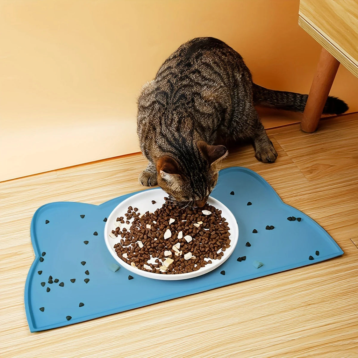 Silicone Pet Feeding Mat - Waterproof Food Bowl Placemat with Raised Edges