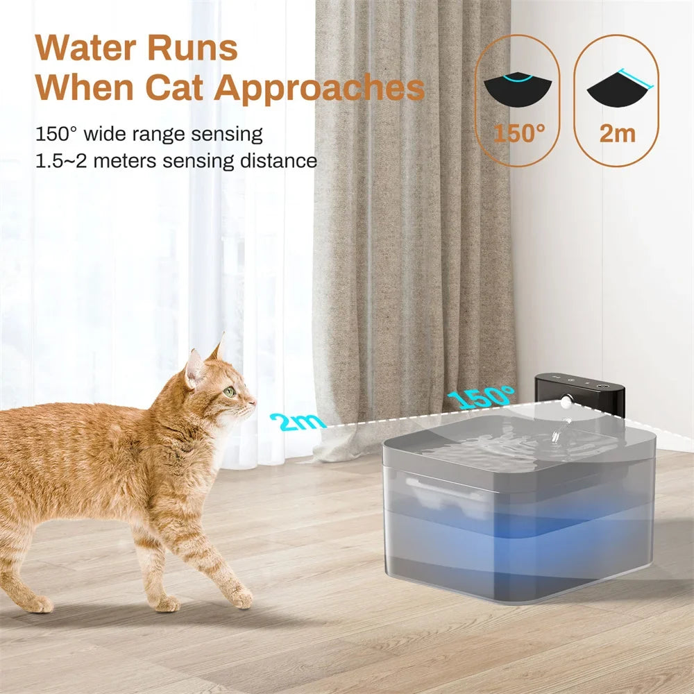 2.2L Wireless Charging Pet Drinking Fountain – Induction Cat & Dog Water Bowl with Filter