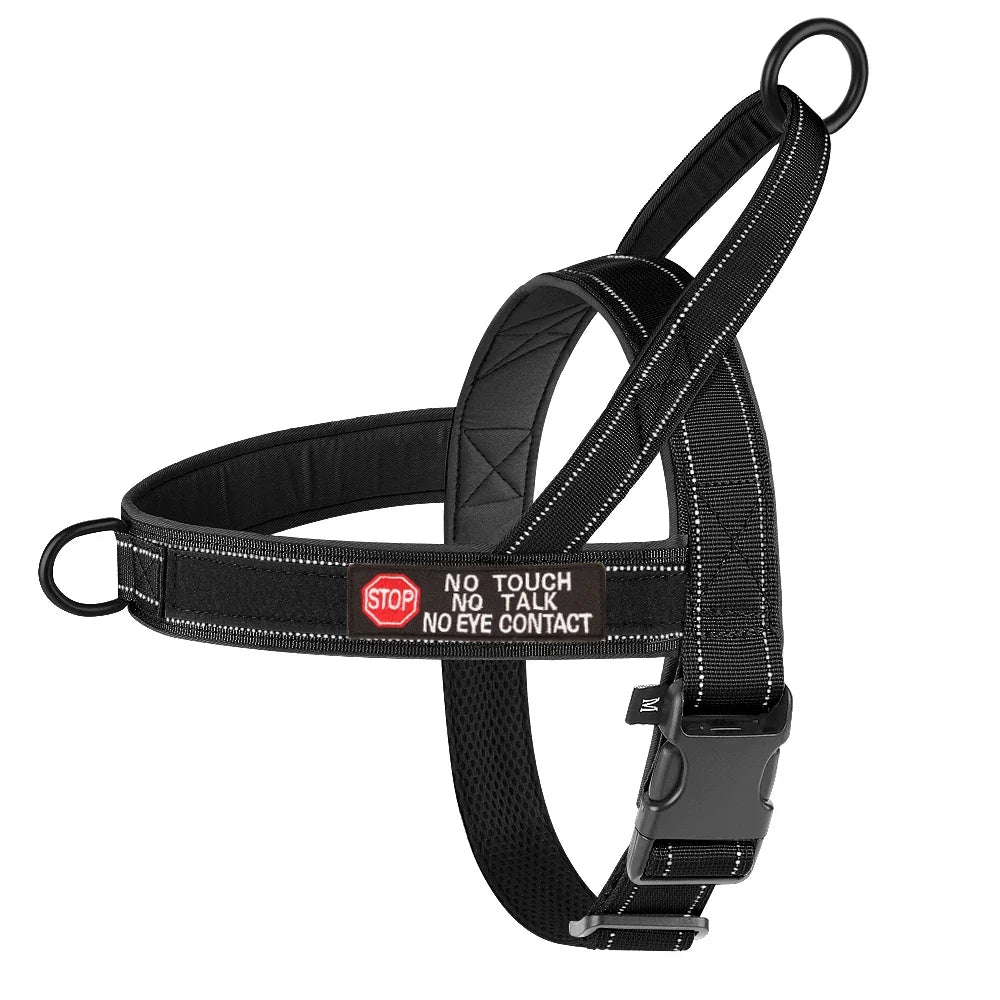Tactical No-Pull Dog Harness - Reflective Nylon Vest for Training