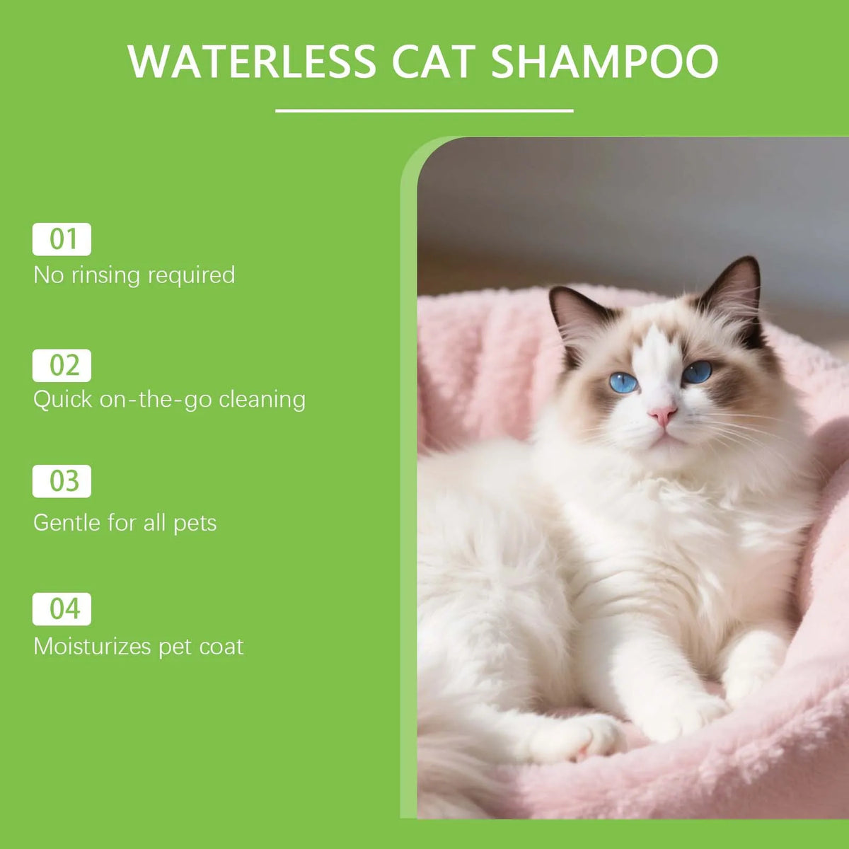 Coconut No-Rinse Dry Shampoo for Cats & Dogs — Sensitive Skin Foam Cleanser with Odour Control