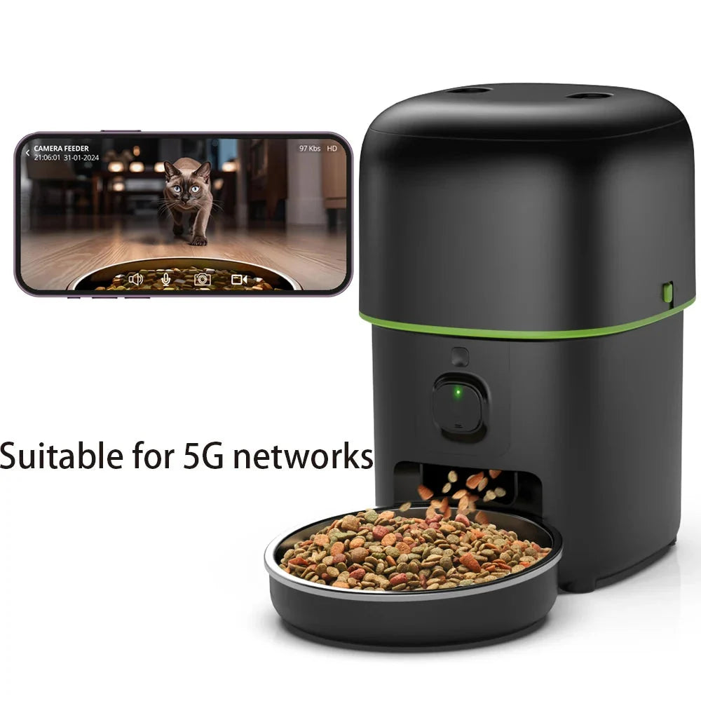 Smart Pet Feeder with HD Camera - 2L Automatic Food Dispenser with WiFi & Video Monitoring
