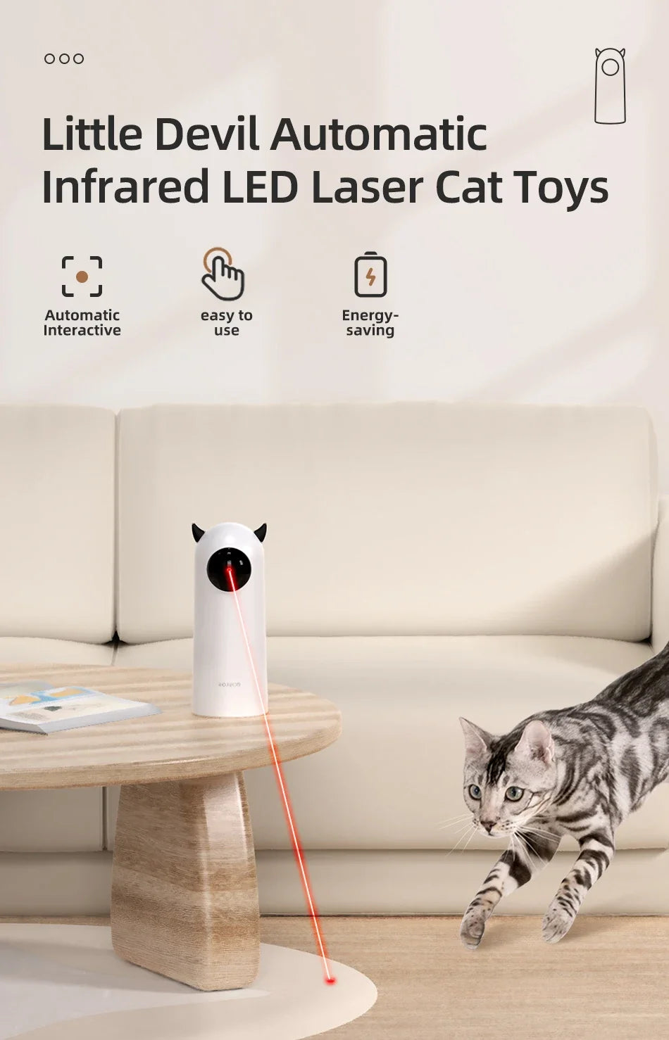 Interactive Smart Cat Toy with LED Laser and Handheld Control