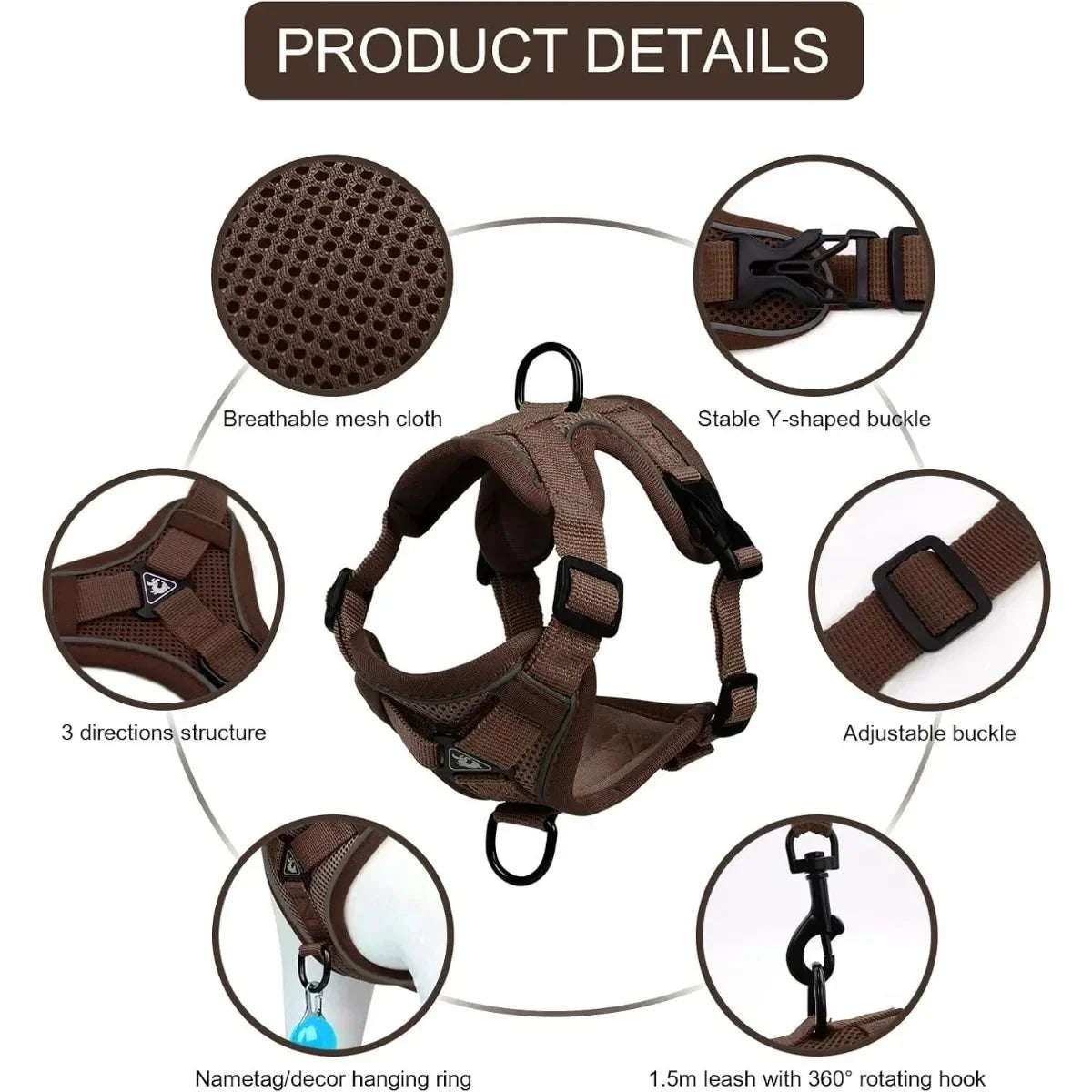 Adjustable Cat Vest Harness and Leash Set - Reflective Trim for All Sizes
