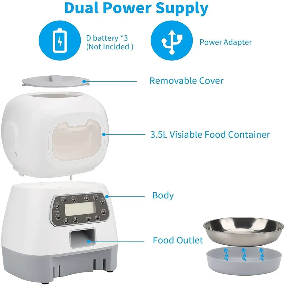 Smart WiFi Pet Feeder and Water Fountain Combo - 3.5L Food + 2L Water