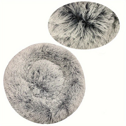 Round Plush Pet Bed — Washable Warm Basket for Dogs & Cats, 6 Sizes