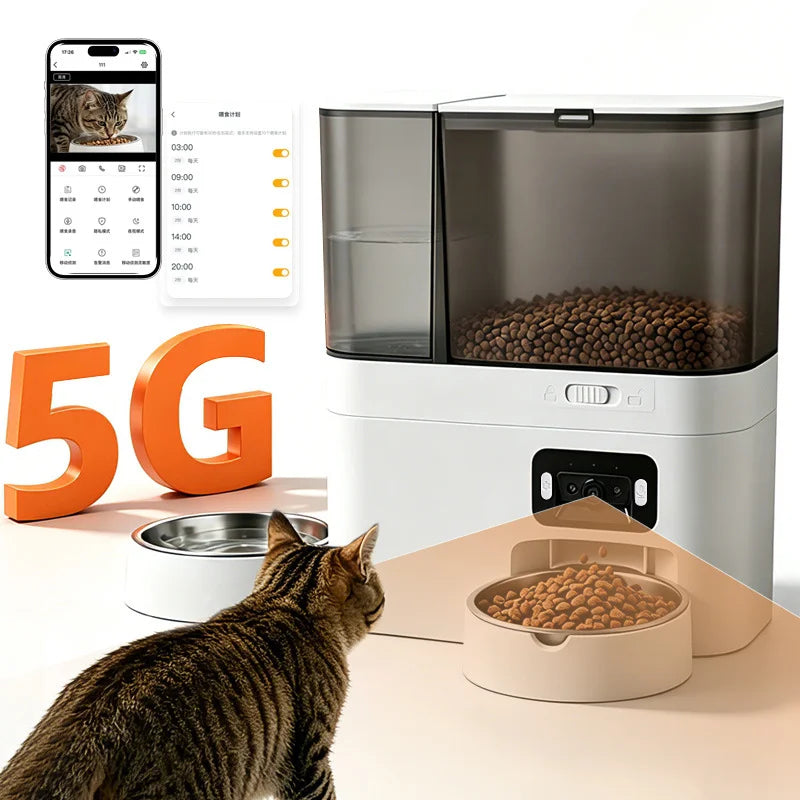 5L+3L Smart Automatic Pet Feeder with WiFi, Camera & Water Dispenser