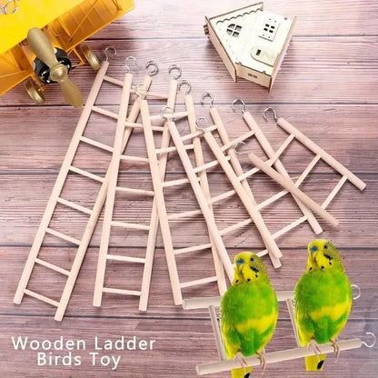 Natural Pine Wood Hanging Ladder Perch for Birds, Parrots & Hamsters