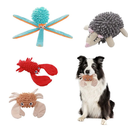 Velvet Sea Creature Plush Dog Toy - Squeaky Chew Toy for Small Dogs