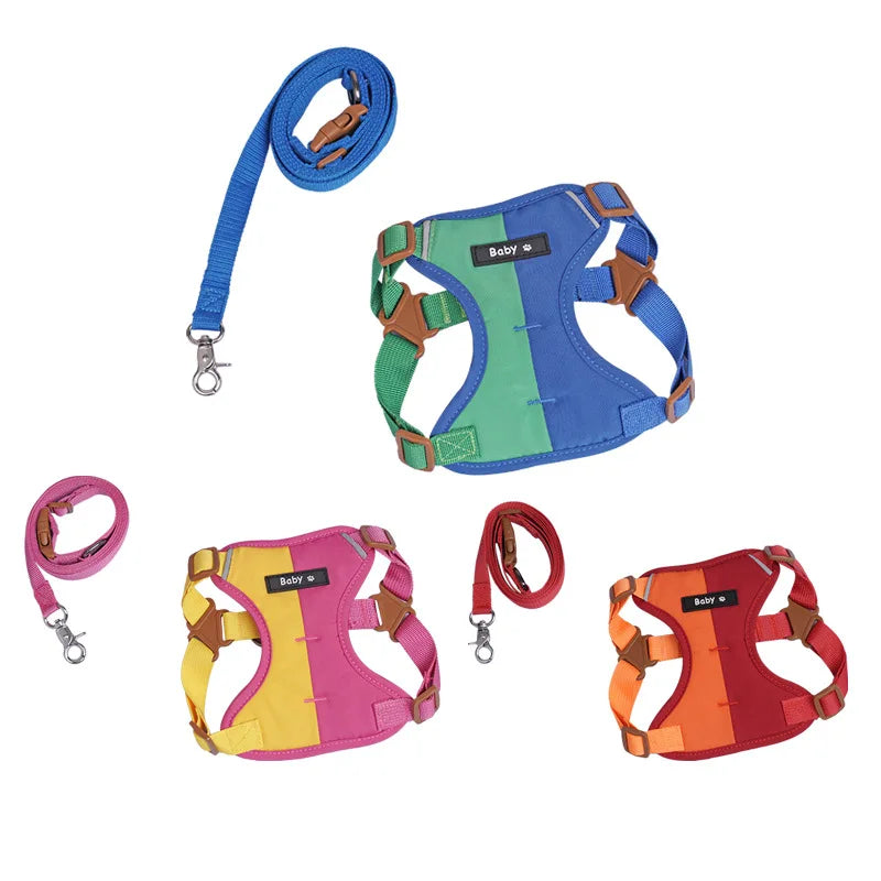 Reflective Adjustable Harness & Leash Set for Small & Medium Dogs & Cats