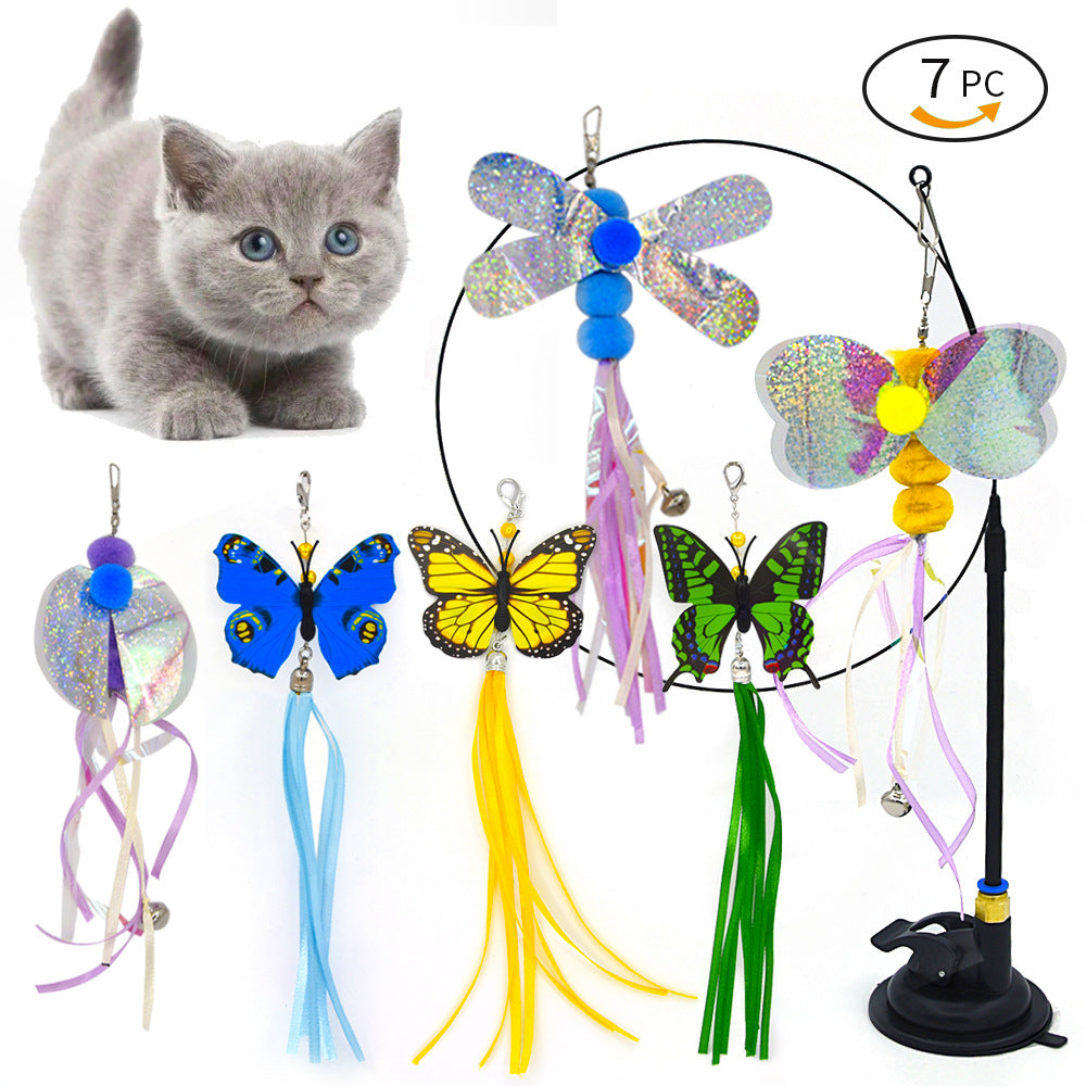 Hands-Free Suction Cup Cat Toy - Interactive Feather Wand Set