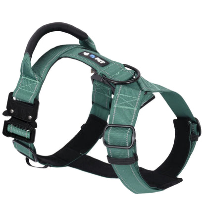 Y-Shaped No-Pull Dog Harness with Leather Handle — Soft Padded, Metal Buckles & Adjustable Fit