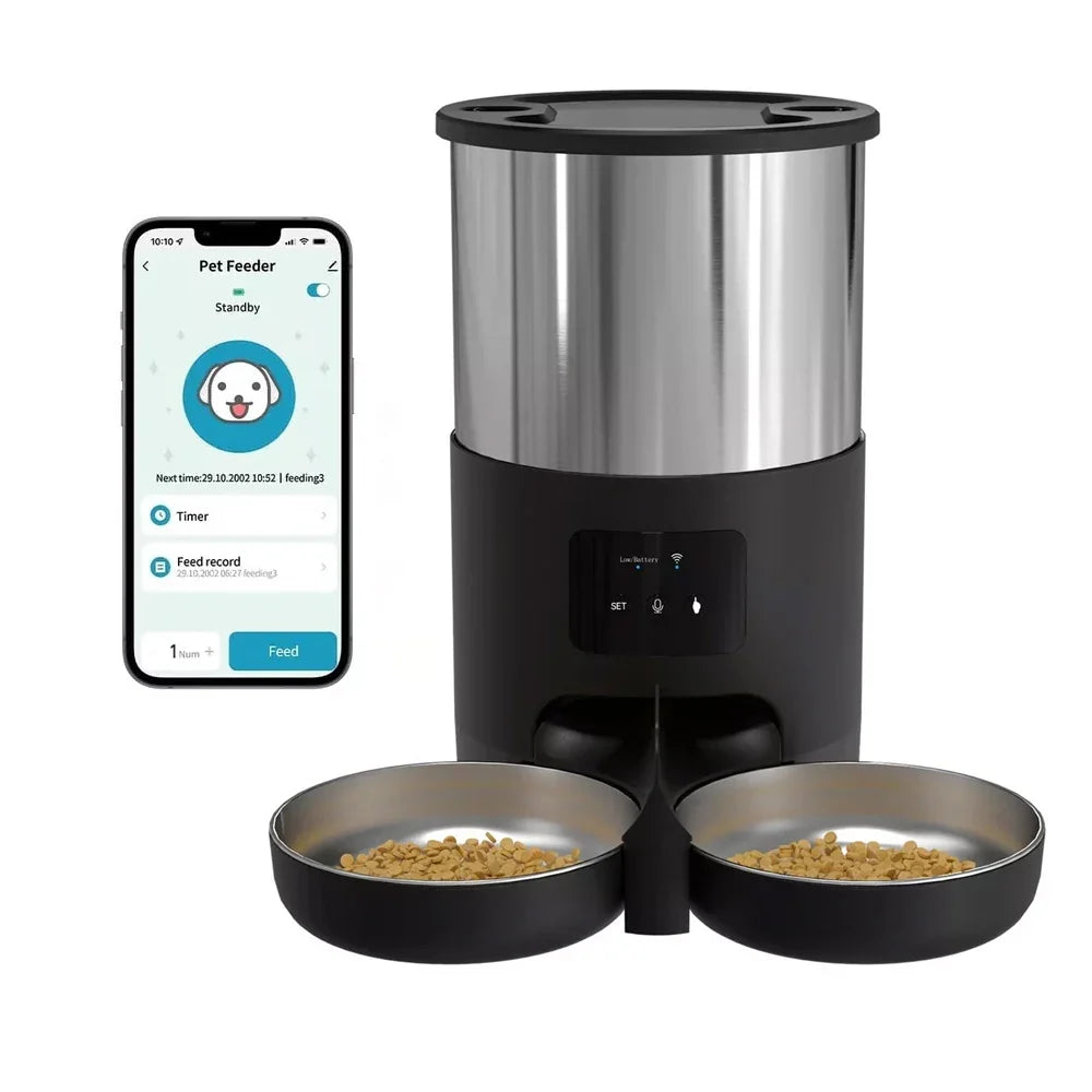 WiFi Automatic Pet Feeder with Stainless Steel Bowl – 4.5L