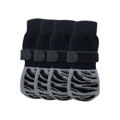 Anti-Slip Knitted Dog Socks with Paw Grip – Pack of 4