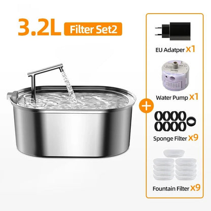 Premium Stainless Steel Cat Water Fountain with Automatic Flow System