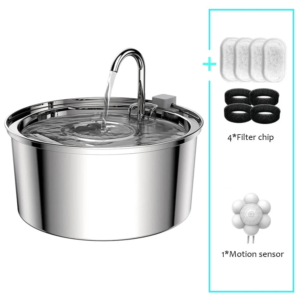 USB Electric Pet Water Fountain - Stainless Steel Silent Filter Fountain