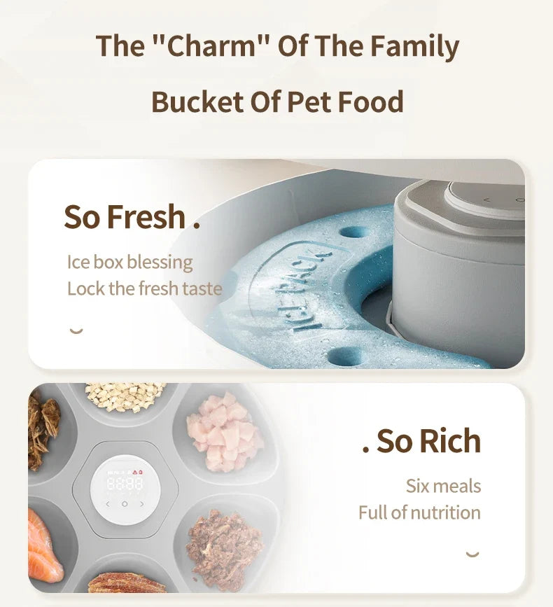6-Meal Automatic Pet Feeder - Smart Food Dispenser for Wet & Dry Food