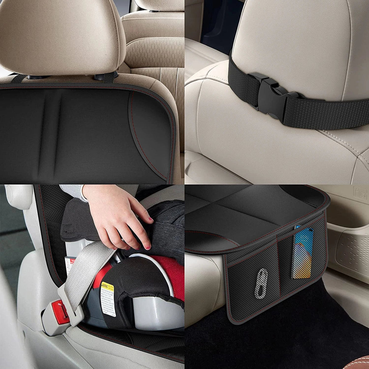 Waterproof Car Seat Protector Cover with Storage Pockets