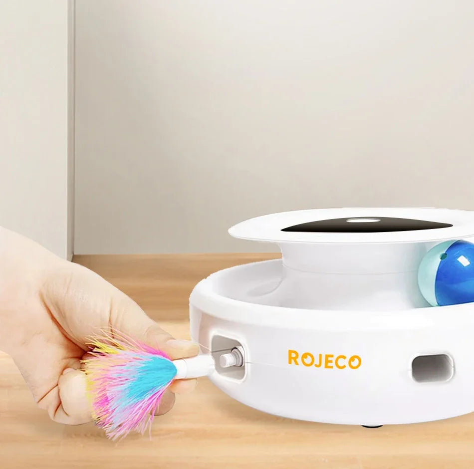 2-in-1 Automatic Cat Toy - Smart Feather & Ball Set with 5 Interactive Modes