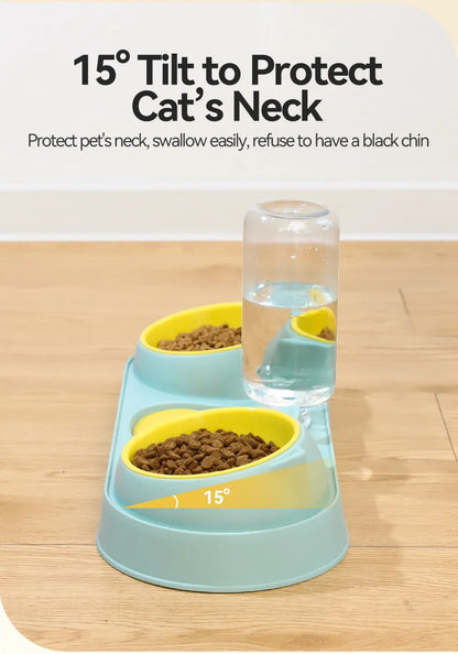 3-in-1 Pet Bowl Set with Automatic Water Dispenser and Dual Feeding System