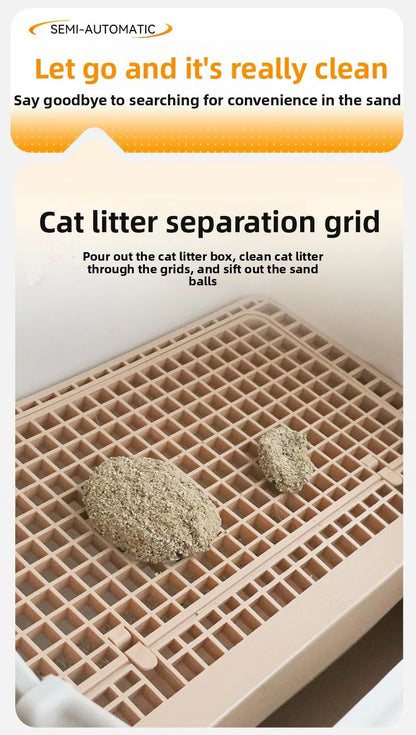 Semi-Automatic Self-Cleaning Cat Litter Box — XXL Semi-Enclosed Design, 4 Styles