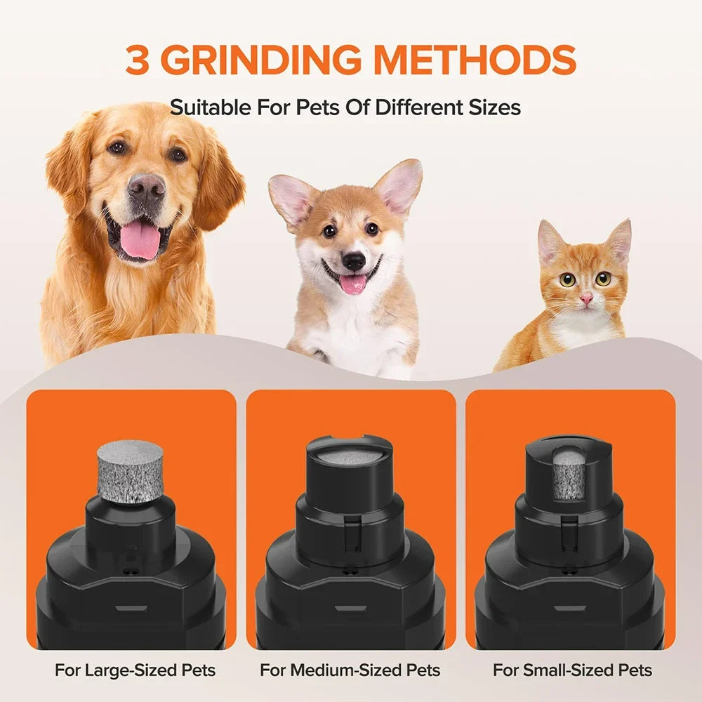 Electric Pet Nail Grinder with LED Light - USB Rechargeable Quiet Trimmer