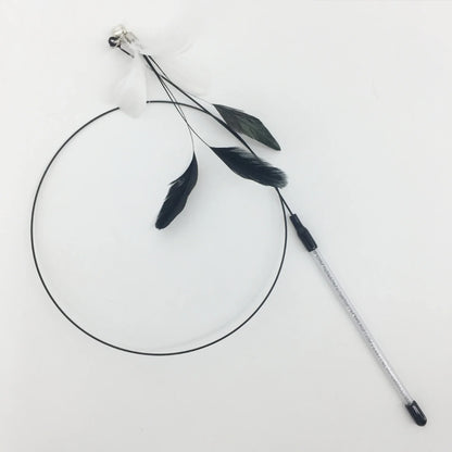Interactive Feather Wand Cat Toy - Wire Teaser Stick for Kittens