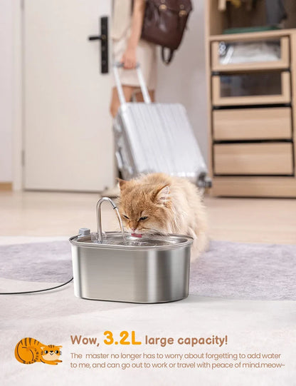Smart Automatic Pet Water Fountain - Stainless Steel Dispenser for Cats & Dogs