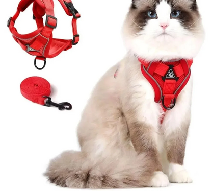 Adjustable Cat Vest Harness and Leash Set - Reflective Trim for All Sizes