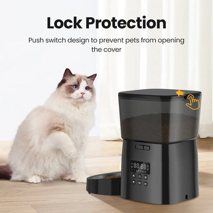 Smart Automatic Cat Feeder with Button Control and Kibble Dispenser
