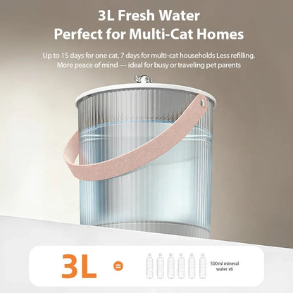 Wireless Smart Cat Water Fountain — 3L Tilting Dispenser with 2600mAh Battery & No-Filter Design