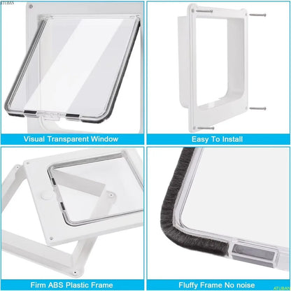 4-Way Cat Door - Magnetic Closure Indoor Pet Door for Cats up to 20lbs