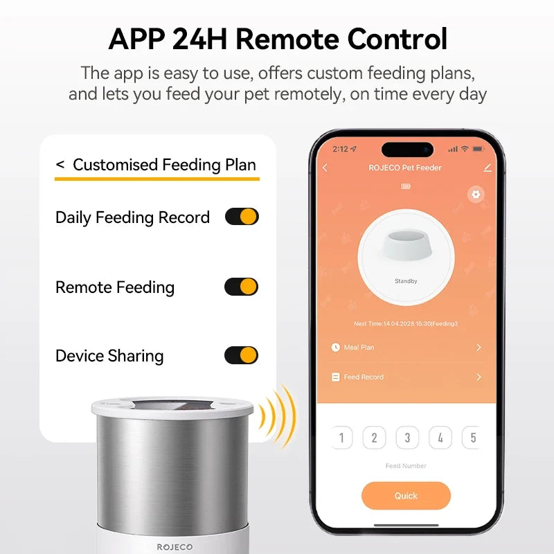 4.5L Smart Pet Feeder with Voice Recording & WiFi App Control