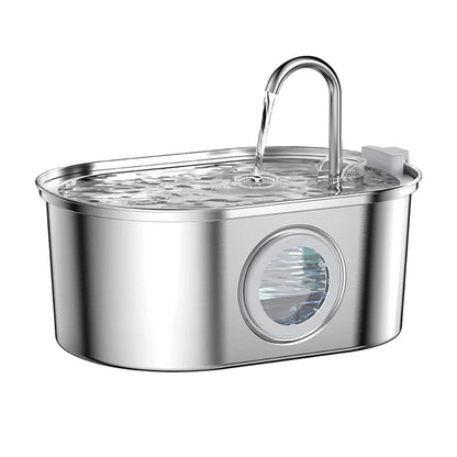 Smart Stainless Steel Cat Water Fountain - Automatic Pet Water Dispenser with Viewing Window