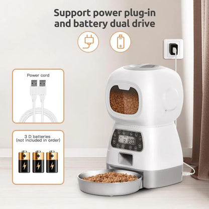 3.5L Smart Automatic Pet Feeder with Voice Recorder — Wi-Fi App or Key Control for Cats & Dogs