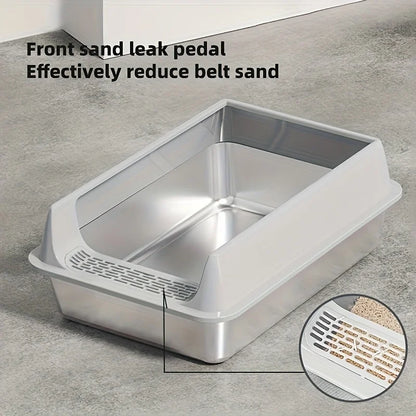 Stainless Steel Semi-Enclosed Cat Litter Box