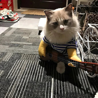 Pet Rock Star Guitar Costume for Dogs & Cats — Funny Halloween & Christmas Cosplay Outfit