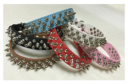 PU Leather Punk Rivet Spiked Collar for Small Dogs & Cats
